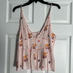 pink embroidered free people tank top